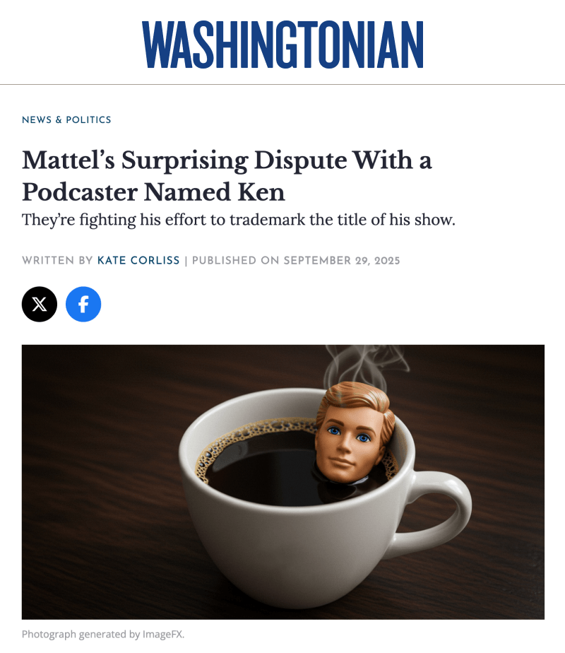 Washingtonian coverage of Coffee with Ken vs. Mattel